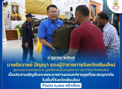 <strong>อ่านเพิ่มเติมเกี่ยวกับ</strong><br>นายชัชวาลย์ ปัญญา รองผู้ว่าราชการจังหวัดเชียงใหม่ ผู้แทนประธานกรรมการ มูลนิธิราชประชานุเคราะห์ ประจำจังหวัดเชียงใหม่ เป็นประธานเชิญสิ่งของพระราชทานมอบแก่ราษฎรที่ประสบอุทกภัย ในพื้นที่จังหวัดเชียงใหม่ นายชัชวาลย์ ปัญญา รองผู้ว่าราชการจังหวัดเชียงใหม่ ผู้แทนประธานกรรมการ มูลนิธิราชประชานุเคราะห์ ประจำจังหวัดเชียงใหม่ เป็นประธานเชิญสิ่งของพระราชทานมอบแก่ราษฎรที่ประสบอุทกภัย ในพื้นที่จังหวัดเชียงใหม่