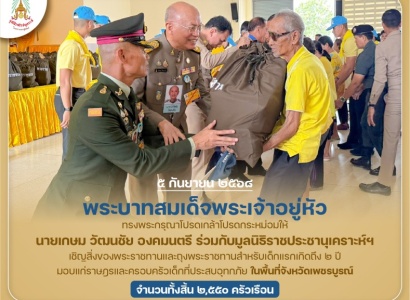 <strong>อ่านเพิ่มเติมเกี่ยวกับ</strong><br>พระบาทสมเด็จพระเจ้าอยู่หัว ทรงพระกรุณาโปรดเกล้าฯ ให้ นายเกษม วัฒนชัย องคมนตรี ร่วมกับมูลนิธิราชประชานุเคราะห์ฯ เชิญสิ่งของพระราชทานมอบแก่ราษฎรที่ประสบอุทกภัย ในพื้นที่จังหวัดเพชรบูรณ์ พระบาทสมเด็จพระเจ้าอยู่หัว ทรงพระกรุณาโปรดเกล้าฯ ให้ นายเกษม วัฒนชัย องคมนตรี ร่วมกับมูลนิธิราชประชานุเคราะห์ฯ เชิญสิ่งของพระราชทานมอบแก่ราษฎรที่ประสบอุทกภัย ในพื้นที่จังหวัดเพชรบูรณ์