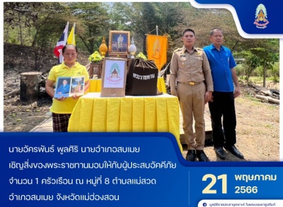 <strong>อ่านเพิ่มเติมเกี่ยวกับ</strong><br>นายอัครพันธ์ พูลศิริ นายอำเภอสบเมย เชิญสิ่งของพระราชทานมอบให้กับผู้ประสบอัคคีภัยในพื้นที่จังหวัดแม่ฮ่องสอน นายอัครพันธ์ พูลศิริ นายอำเภอสบเมย เชิญสิ่งของพระราชทานมอบให้กับผู้ประสบอัคคีภัยในพื้นที่จังหวัดแม่ฮ่องสอน