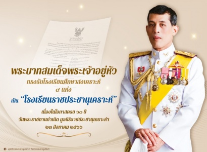 <strong>อ่านเพิ่มเติมเกี่ยวกับ</strong><br>พระบาทสมเด็จพระเจ้าอยู่หัว ทรงรับโรงเรียนศึกษาสงเคราะห์ 9 แห่ง เป็น "โรงเรียนราชประชานุเคราะห์" พระบาทสมเด็จพระเจ้าอยู่หัว ทรงรับโรงเรียนศึกษาสงเคราะห์ 9 แห่ง เป็น "โรงเรียนราชประชานุเคราะห์"